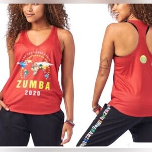 Zumba 2020 Let the Game Begin Graphic Racerback tank top Size XS Red Pre-Owned